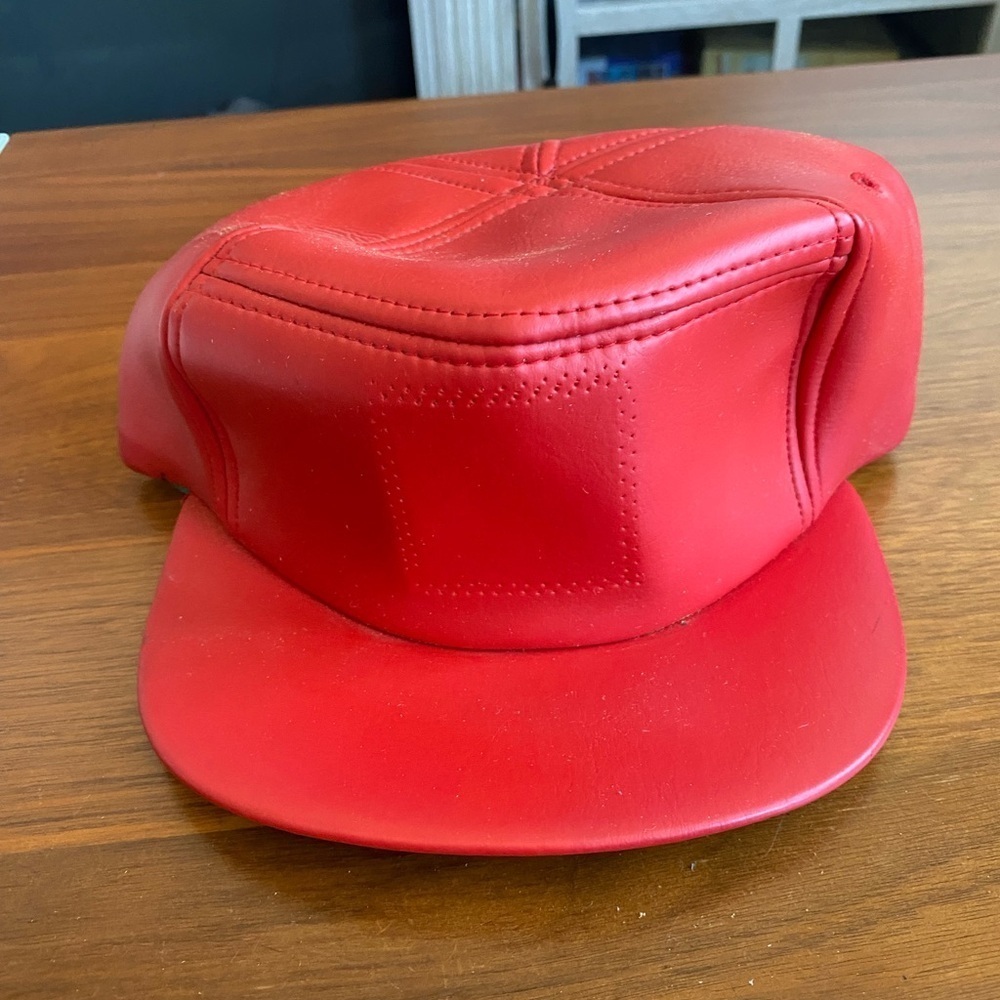 Vintage Red Leather Hat - Picture 2 of 4